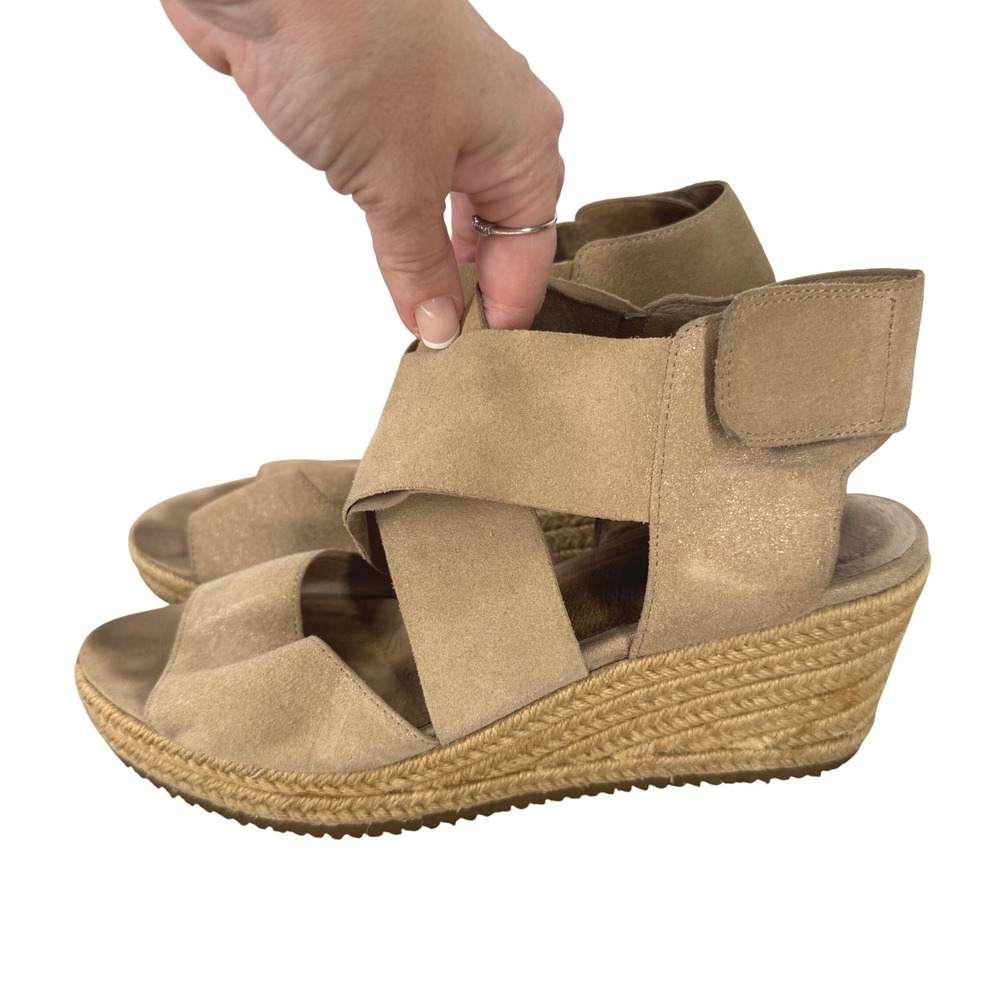 Eileen Fisher Willow Metallic Espadrilles Wedge Sandals Womens Size 10 Platform